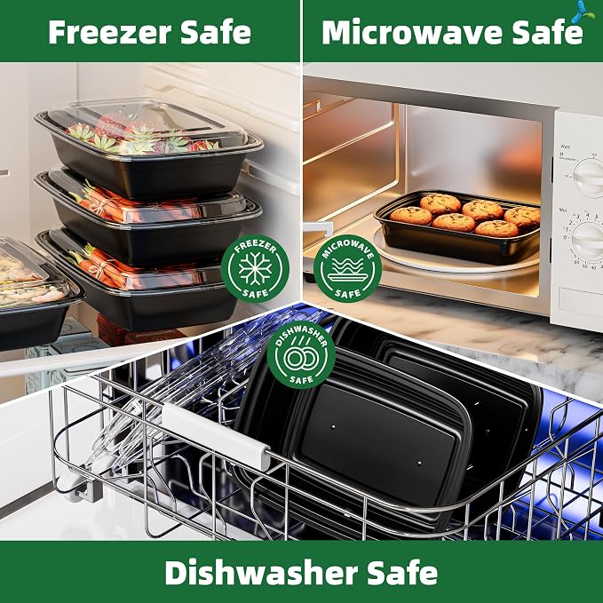 38oz Heavy Duty Meal Prep Containers with Lids, APSIC 50 Sets 1-Compartment Disposable Plastic To Go Containers, BPA Free Microwave Safe Take Out Food Storage Box for Lunch Leftover Freezer Dishwasher