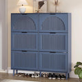 Shoe Storage Cabinet with 6 Flip Drawers, Narrow Wood Shoe Organizer Cabinet with Fluted Panel, Slim Shoe Rack for Entryway, Freestanding Shoe Cabinet for Living Room, Hallway, Blue