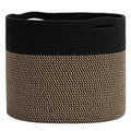 Goodpick Wicker Blanket Basket Living Room, Toy Storage for Playroom, 45L | 15.8 x 15.8 x 13.8 In Toy Storage Basket for Nursery, Blanket Basket for Living room, Laundry Basket, Black & Mix Jute