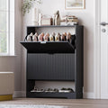 BORNOON Shoe Cabinet with 2 Flip Drawers, Fluted Shoe Storage Cabinet with Adjustable Shelves, Freestanding Rack and Organizer for Entryway, Closet, Hallway