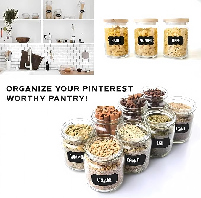 244pcs Chalkboard Labels Bulk with 2 Chalk Marker, Labels for Jars | Erasable Reusable labels for Jars, Craft Rooms,Storage, Pantry Containers and Storage Bin Organize Your Home Kitchen