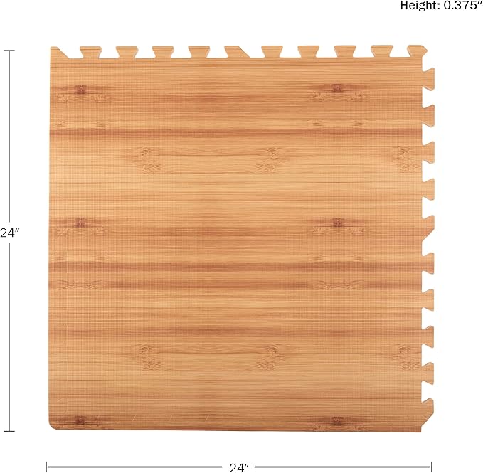 EVA Foam Floor Tiles 6-Pack - 24 SQFT Puzzle Mats for Floor - Interlocking Foam Tiles for Family Room or Gym Flooring by Stalwart (Light Woodgrain)