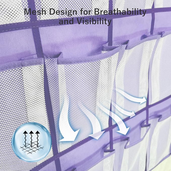 F-color Over the Door Organizer for Cruise - 16-Pocket Hanging Organizer | Tool-Free Mount with 4 Metal Hooks, See-Through Mesh Pockets, Lightweight & Foldable, Space-Saving for Travel and Daily Use