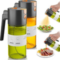Olive Oil Sprayer & Dispenser for Cooking, 17oz Dark Glass Oil Mister, 2PC | 2-in-1 Sprayer & Pourer, Fine mist, Leakproof, Light-Blocking, Wide Mouth for Easy Refill & Clean, 8 Oil Labels, Reusable