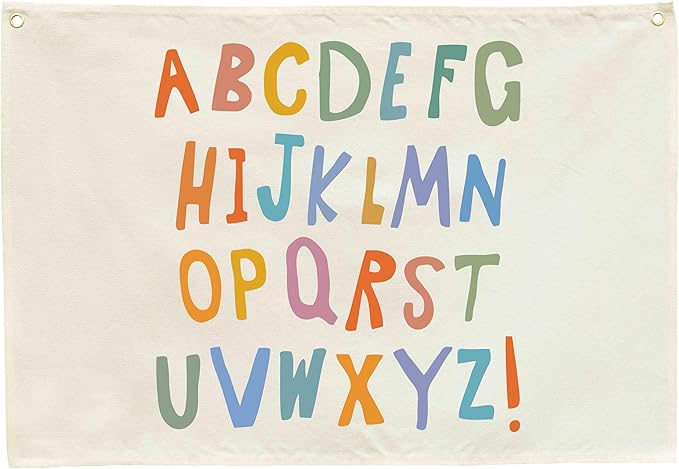 Classroom Wall Flag Decor-Teacher Gift-Inspirational Back to School Wall Banner Decor-Alphabet ABC-Hanging Rectangular Canvas Banner for Classroom Teacher Office Reading Corner-28.5x20 Inches