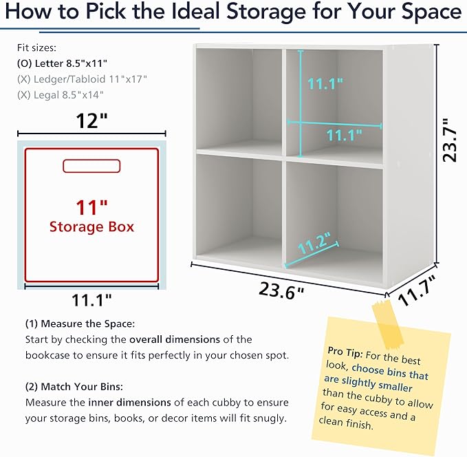 Homes: Inside + Out Apexa 2-Tier Cube Storage Organizer Shelves, Stackable Wood Bookcase Fits Cubby Bins for Organization, Dorm Teen Room Decor & Home Office, Light Pink