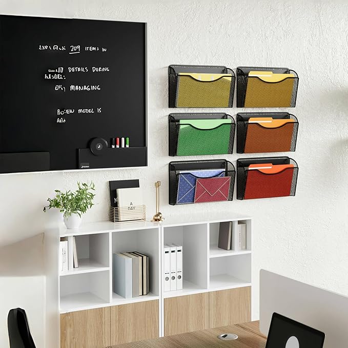 MINDEPOT Wall File Organizer - Heavy Duty Iron Office File Holder for Wall Mount - Hanging Document Organizer for Business, Classroom, Home Office