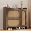 Mericonia Shoe Cabinet Storage for Entryway with 2 Flip Drawers(3-Tier), Rattan Freestanding with Door & 3 Adjustable Shelve,Hidden Shoe Rack Organizer for Hallway, Foyer