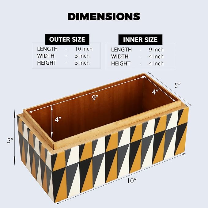 Handicrafts Home Large Decorative Storage Box with Lid, Keepsake Storage Box, Decorative Jewelry & Memory Box for Coffee Table, Shelf & Bedroom Decor, Puzzle Guild 10 x 5 x 5 (Multicolor Box)