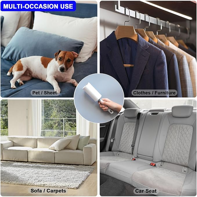 BAILALIBO Lint Roller for Pet Hair, 220 Sheets | Extra sticky, removes hair from clothes/couches/carpets, reusable, compact for travel, for dog/cat owners