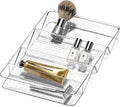 madesmart Angled Storage Tray, Make-up Bathroom Organizer, Lipstick, Razors, Q-Tips, Bath Essentials Angled for Easy-Viewing, Large, Clear
