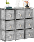 LUKYTOWER 9 Cube Closet Organizer with Beautiful Printed Drawers + Labels,Adjustable Modular Storage Shelf, Toy Cubby Organizer