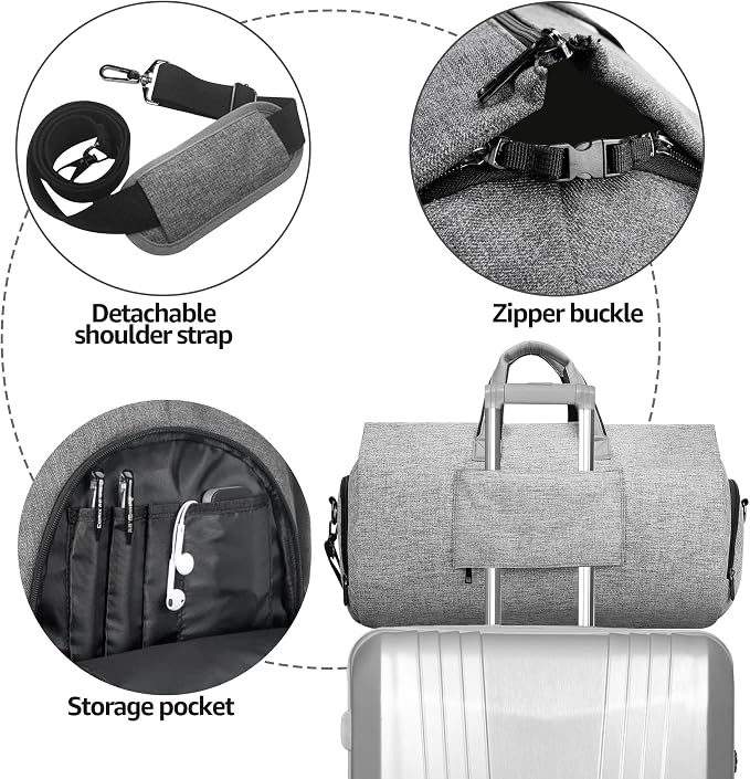 UNIQUEBELLA Convertible Garment Bag for Travel Carry on Garment Duffel Suit Bag with Shoe Compartment Weekend Flight Bag for Men