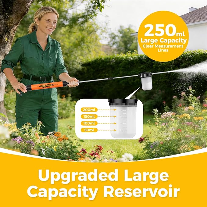 Diatomaceous Earth Powder Duster with Adjustable 4FT Rod, Clog-Free & Adjustable Output Pump, Ideal for Diatomaceous Earth Application, Powder Dispensing, Dusting Tasks & Indoor/Outdoor Gardening