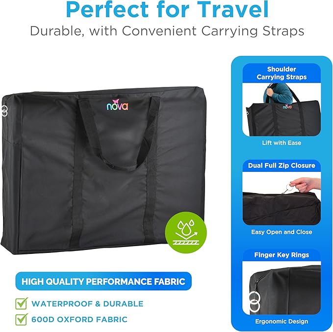 nova - Extra Large Mobility Travel Bag - Universal Carrier for Rollator Walkers, Folding Wheelchairs, and Transport Chairs - Durable Water-Resistant Storage Bag with Long Handles and Dual Zippers