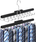 2PC Tie Rack Hanger for Closet,Upgraded Tie Holder Organizer for Men, Black | Non Slip Neck Tie Organizer with 20 Foldable Hooks, Belt Hanger Space Saving, Fits for Tank Tops Bras Cami Scarves