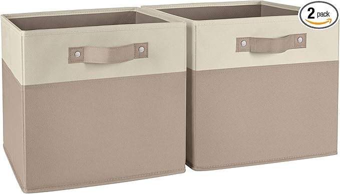 RiverRidge Kids storage bins - 10.5 Cube Storage Organizer with Handles – Taupe Two-Tone closet organizers and storage for Toys, Shoes & More - Fits RiverRidge Cabinets