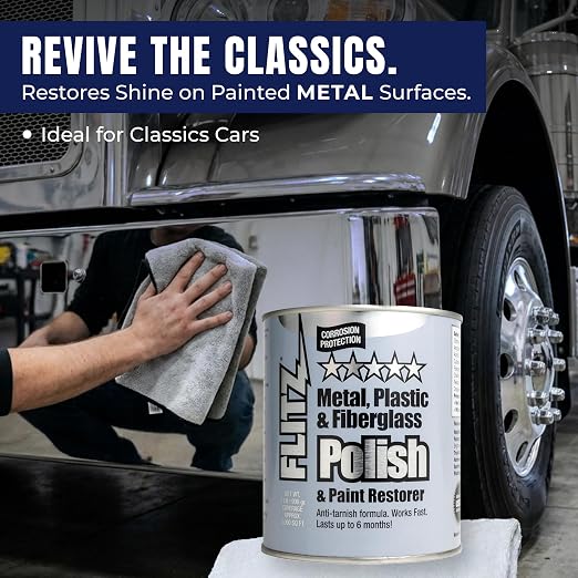 Flitz Metal Polish Paste - 2lb Can of USA-Made Polish for Solid Chrome, Stainless Steel, Aluminum- Non-Abrasive for Light Oxidation - Requires Manual Buffing - Not for Plated/Coated Surfaces (1 Pack)