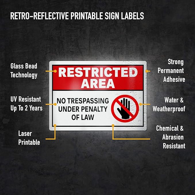 Avery Printable Reflective Stickers, 5" x 7", Silver Labels, 20 Blank Sign Decals (61583)