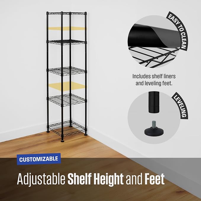 SafeRacks NSF 5-Tier Heavy Duty Steel Wire Shelves (14"x14"x60")