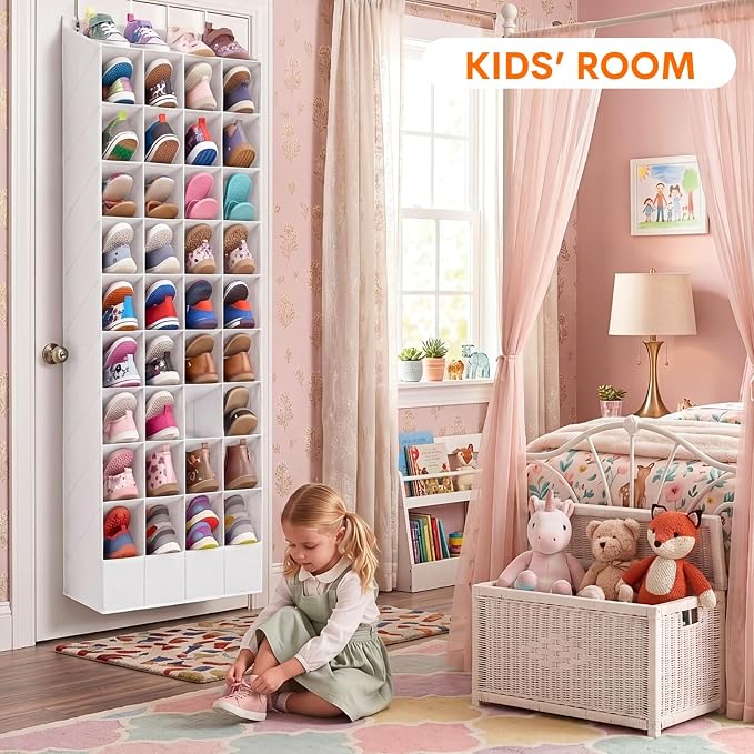 Ofiray-home 30-40 Pairs Over the Door Shoe Organizer | Large & Deep Pockets, Fits Boots, Sneakers or Larger Shoes, Space-Saving Hanging Shoe Rack