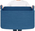 Goodpick Large Blanket Basket, Storage Baskets for Organizing, Rectangle Woven Basket for Clothes, Towels, Toy Baskets Storage Kids, 21.6" x 14.9" x 11.8"