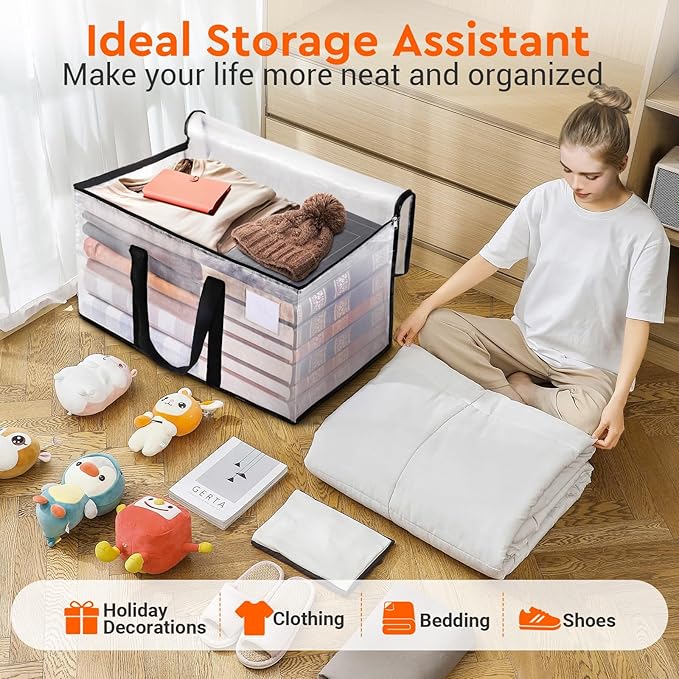 BlissTotes Moving Bags, 125L 6-Pack Storage Bags, Moving Box Heavy Duty Extra Large, Moving Totes with Zipper, Large Packing Bag with Reinforced Handles, Boxes for Packaging Moving