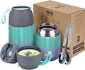 MAXSO 2 Pack Soup Thermo for Hot & Cold Food for Kids Adults, Vacuum Insulated Food Jar Thermal Lunch Containers, Travel Food Flask with Spoon (24 oz,17 oz) (Glitter Rainbow)