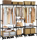 CASAMAYA Clothes Rack, Portable Closet, 71.7 Inch Large Capacity Wardrobe Closet, Clothes Storage Organizer with Shelves and 3 Hanging Rods, Easy to Assembly, Black PCT035B01