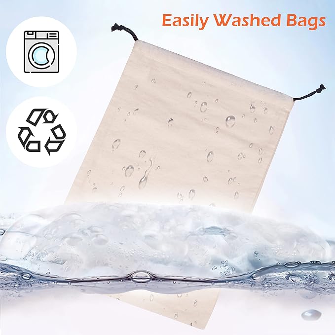 MISSLO Cotton Breathable Dust-proof Drawstring Storage Pouch Bag (Pack 3 XL)