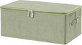ANMINY Storage Bins with Zipper Lids 13 Qt Lidded Fabric Storage Boxes Baskets Cubes with Handles Collapsible Washable Cotton Linen Closet Shelf Clothes Organizer Containers - Green, Small