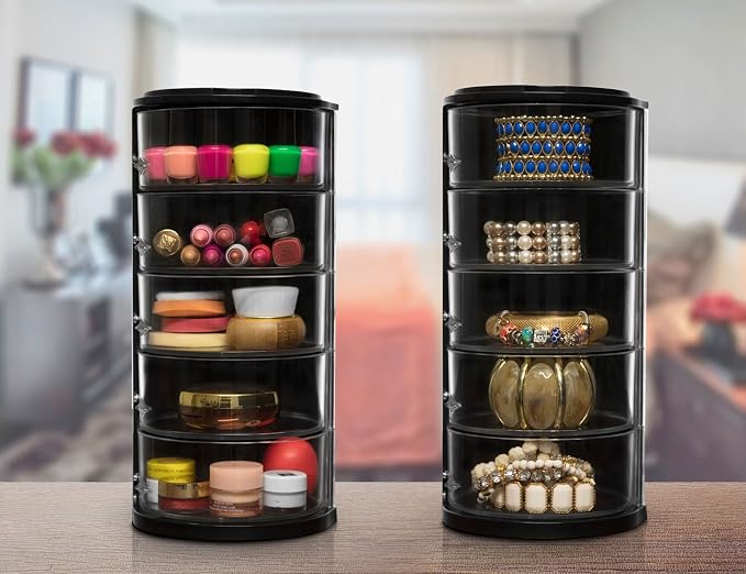 ELYPRO Acrylic Belt Organizer & Holder for Closet, Storage & Container | Rotating Drawers, Wall Mounted, Stackable, Watch Case, Jewelry Display, Makeup, Mens, Womens, Rack, Box
