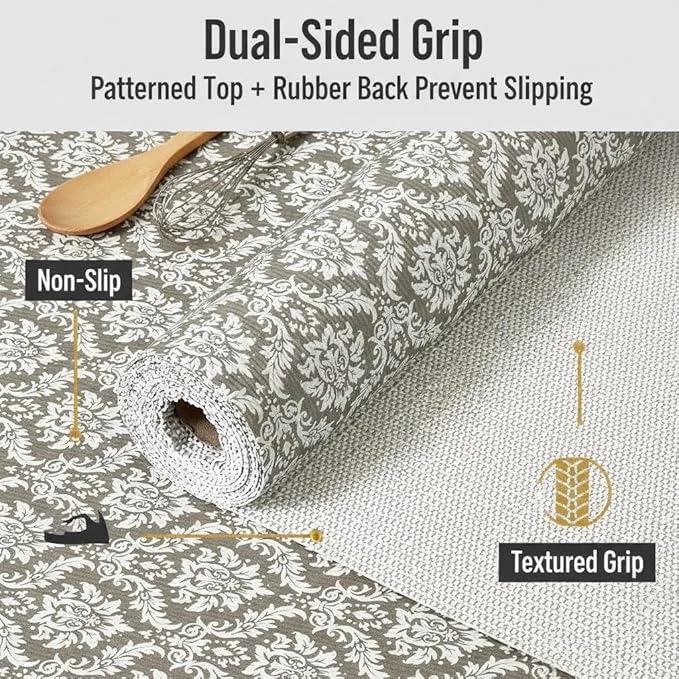Coavas Shelf and Drawer Liner, Non Slip Extra Grip Non Adhesive Waterproof Thickened Cabinet Mat, Easy Cut for Kitchen Pantry Bathroom Dresser Cupboard (Beige Cream, 24IN x 20FT)