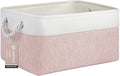 Large Storage Baskets- 15.7x11.8x8.26 inch Storage Bins for Shelves and Closet Organizing, Foldable Fabric Bin for Home Organization Clothes and Laundry (1-Pack, White&Pink)