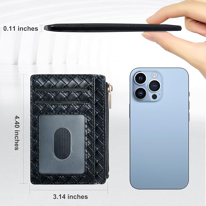 Tipmile Mens RFID Wallet, Small Slim Business Credit Card Holder, Mens Gift | Mini Tiny Cute ID Case, Minimalist Zipper Pocket Wallet, Thin Coin Purse, Mothers Gift