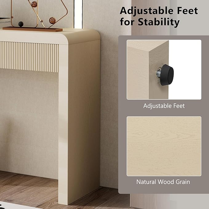 Modern Entryway Console Table 55-Inch Entry Sofa Table with Storage Drawers for Living Room Hallway Accent Furniture, Apricot