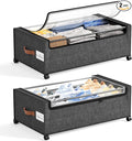 Yecaye 95 L Under Bed Storage with Wheels, 11 in Under Bed Storage Containers, Large Under Bed Shoe Storage with Lids, Rolling Underbed Storage bins for Clothes, Blankets, Gray