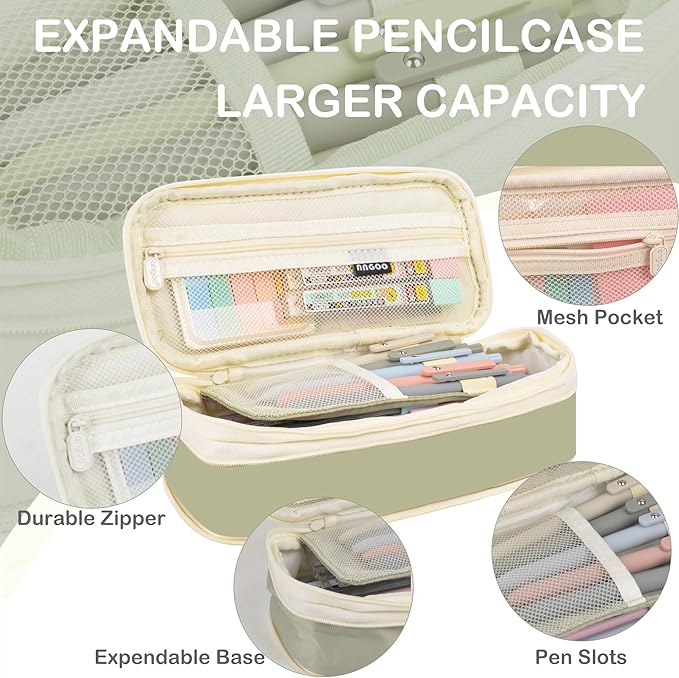 Aesthetic School Supplies with Pencil Pouch - 57 Pcs Cute College Essentials Set, Big Capacity Pen Case, Eraser Holder, Pastel Highlighters, Bible Study Journaling Stationary Kit for Girls Teens