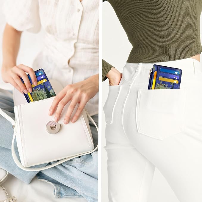 Tipmile Womens Credit Card Holder Wallet, Small Slim RFID Blocking Sleeve | Mini Tiny Cute ID Case, Minimalist Zipper Pocket Wallet, Thin Coin Purse, Mothers Gift