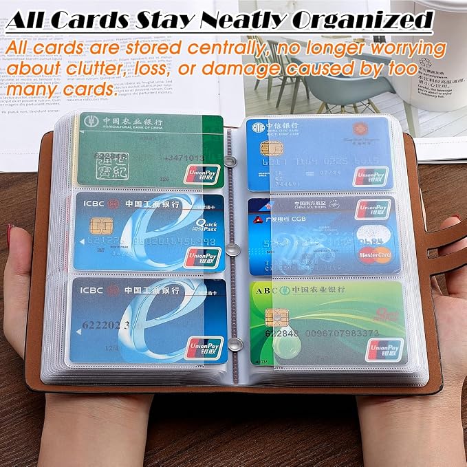 Business Card Holder and Credit Card Holder with 96 Card Slot, Business Card Organizer,Credit Card Organizer and Card Case for Protect Your Cards from Loss or Damage(Blue)