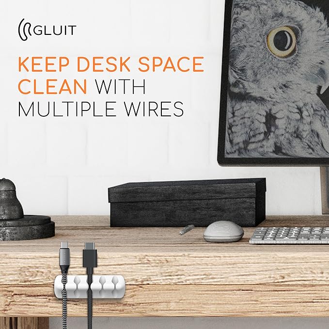 GLUIT Cord Organizer for Desk Cable Holder for Nightstand Charger Organizer Adhesive Desktop Versatile Wire Multislot Clips and Table Management Accessories Office Spaces New White 5 Pack, 15 Slots