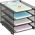 OPNICE 4-Tier Paper Organizer Letter Tray, Desk Organizers and Accessories, Office Desk Accessories, Desktop File Organizer for Office, Home or School, Black