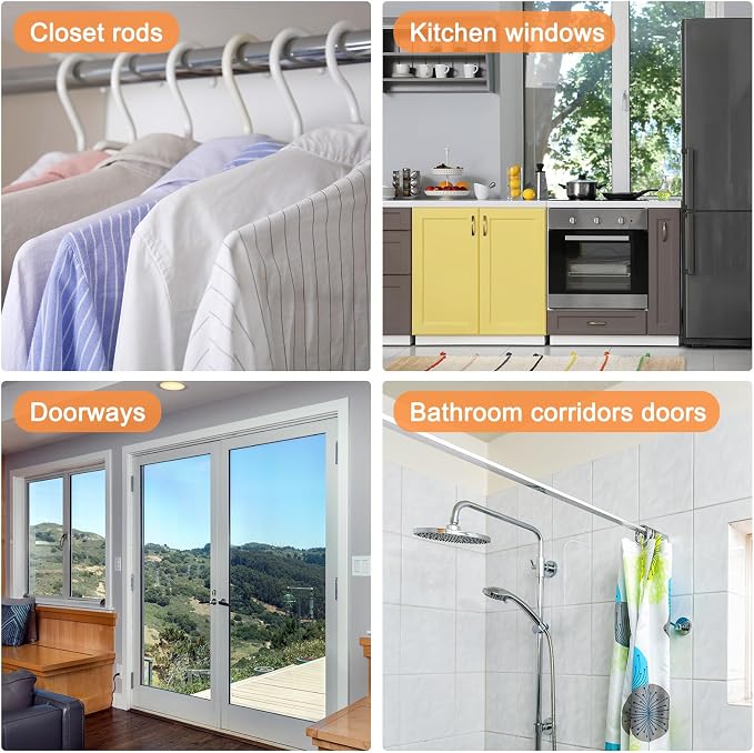 uxcell Tension Curtain Rod, Adjustable 12 to 20 Inches, 0.39" Dia White Spring Tension Rod No Drilling Expandable Tension Rod for Doorway, Kitchen