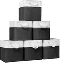 11x11 Inch Cube Storage Bins, 6 Pack Fabric Storage Cubes for Shelves, Cube Organizer Bins with Handles, Cloth Cubby Storage Bins for Home(White/black)