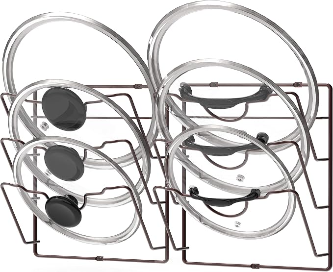 Simple Houseware Cabinet Door/Wall Mount Pot Lid Organizer Rack, Bronze | Cabinet Door/Wall Mount Pot Lid Organizer Rack