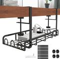 Sleclean Under Desk Cable Management Tray,2 Pack, Upgraded Long Arm Clamp, 16.6"x7.1" No Drill Steel Organizers, Cable Tray with Clamp for Wire Management,Home-No Damage to Desk