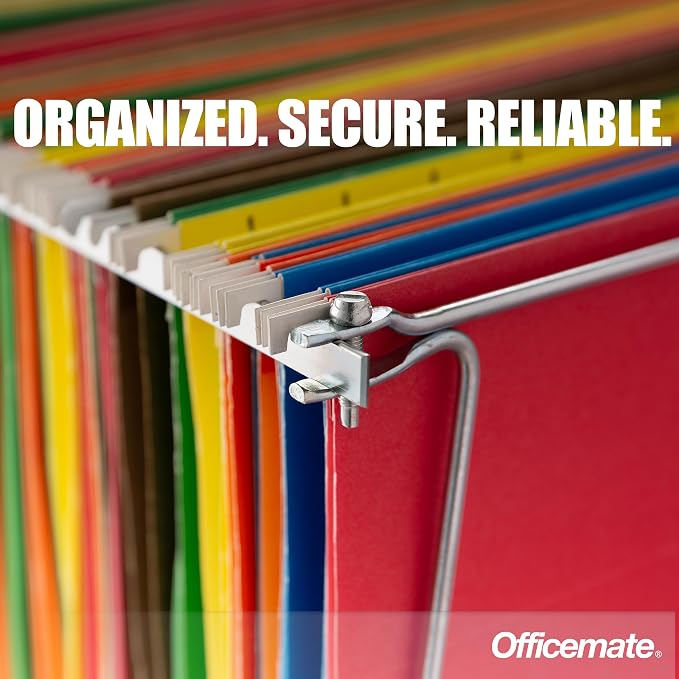 Officemate Hanging File Frame, Letter Size (Fits 24″–27″), Adjustable Heavy-Duty Steel File Drawer Organizer for Desks, Cabinets & Shelves, Set of 2 (91999)