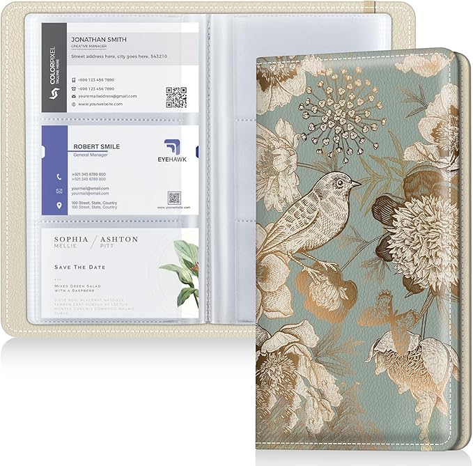 Pu leather business card organizer， 240 Capacity business card holder organizer，Credit card holder for women and men