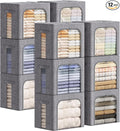 Lifewit Clothes Storage Bins with Metal Frame, Stackable Storage Box, Foldable Clothing Storage Bins with Lids, 40L Storage Bags Fabric Box Organizer with Clear Window＆ Zippers＆ Sturdy Handles 12 Pack