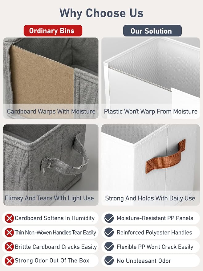 6 Pack Large Closet Storage Baskets Bins for Shelves, Collapsible Fabric Closet Organizers and Storage with Polyester Handles, Decorative Baskets for Organizing Clothes, Towels, Linen Closet 14"x10"